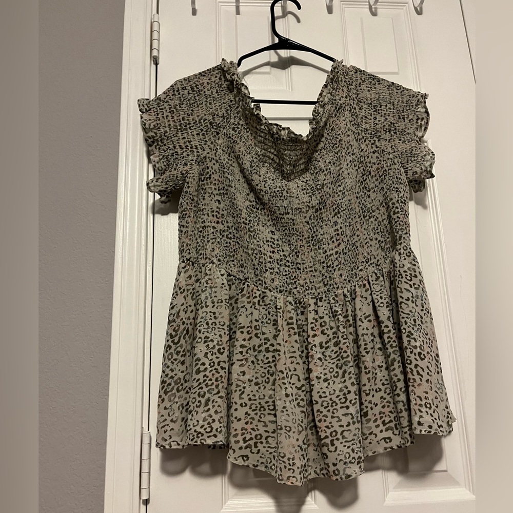 animal print peplum top